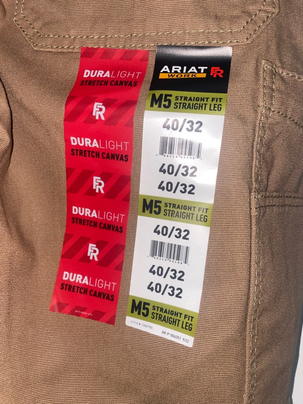 Ariat FR M5 Work Pants Cordura Cat2 Fire USA Straight Leg Straight Fit Sz 40x32 - Picture 5 of 6